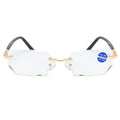 Blue Light Blocking Reading Glasses Rimless Diamond Cut 3