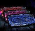J10 tricolor backlight wired gaming keyboard set colorful luminous gaming mouse keyboard Russian keyboard 2
