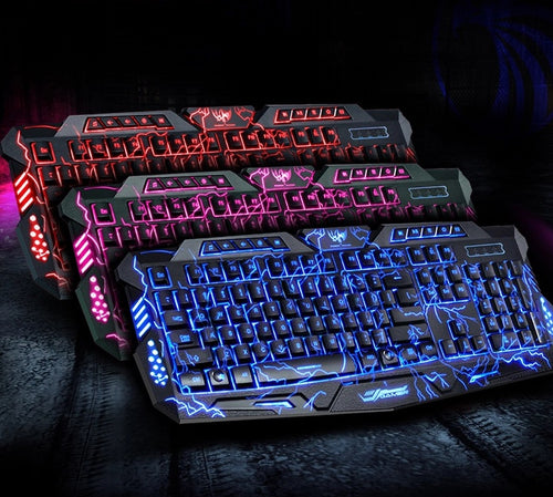 J10 tricolor backlight wired gaming keyboard set colorful luminous gaming mouse keyboard Russian keyboard - alt