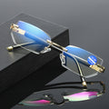 Blue Light Blocking Reading Glasses Rimless Diamond Cut 4