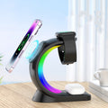 4 In 1 Magnetic Wireless Charger Fast Charging For Smart Phone Atmosphere Light Charging Station For Airpods Pro I-phone Watch 3