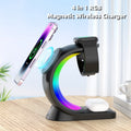 4 In 1 Magnetic Wireless Charger Fast Charging For Smart Phone Atmosphere Light Charging Station For Airpods Pro I-phone Watch 1