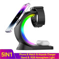 4 In 1 Magnetic Wireless Charger Fast Charging For Smart Phone Atmosphere Light Charging Station For Airpods Pro I-phone Watch 2