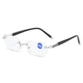 Blue Light Blocking Reading Glasses Rimless Diamond Cut 2