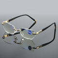 Blue Light Blocking Reading Glasses Rimless Diamond Cut 1