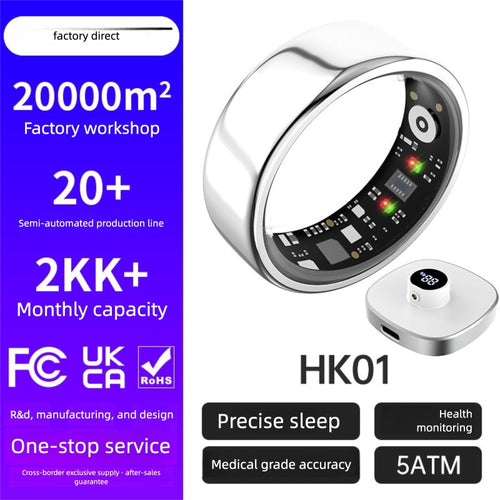 Smart Ring Heart Rate Blood Oxygen Sleep Monitor Step Counter & Female Cycle Tracker - alt