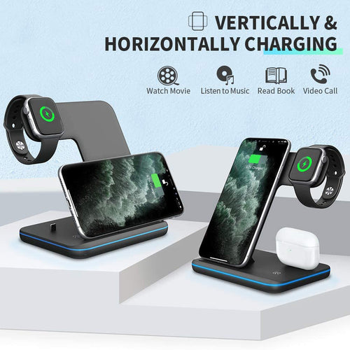 Compatible Mobile Phone Watch Earphone Wireless Charger 3 In 1 Wireless Charger Stand - alt
